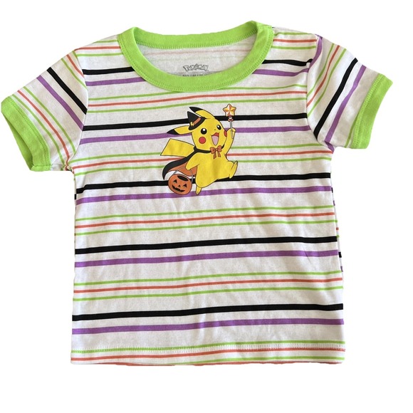 Pokemon Other - Pokemon Pikachu Halloween T-Shirt Kids M 8 Short Sleeve Striped Colorful New